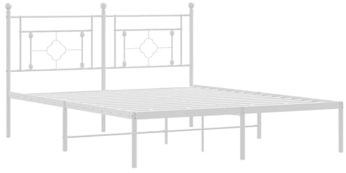vidaXL Bettgestell, Bettrahmen mit Kopfteil, Bett Gästebett mit Stauraum, Metallbett Doppelbett Schlafzimmerbett, Weiß 160x200cm Metall