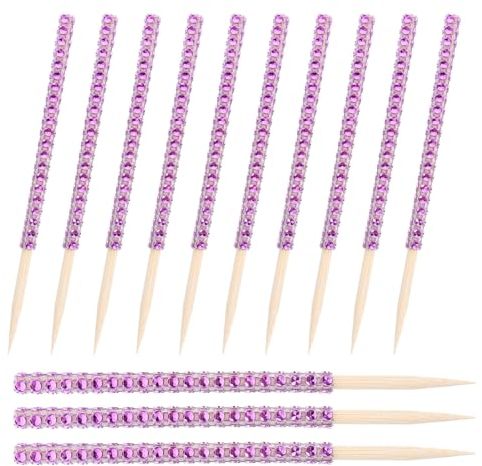 Cabilock 24pezzi Sticks Decorativi Legno Con Strass Per Dolci Per Decorare Caramelle Mele e Torte Per Feste e Matrimoni