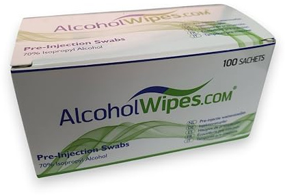 Pre-Injection Swabs by AlcoholWipes.COM, 70% Isopropyl Alcohol (IPA), 200 Swabs/Wipes