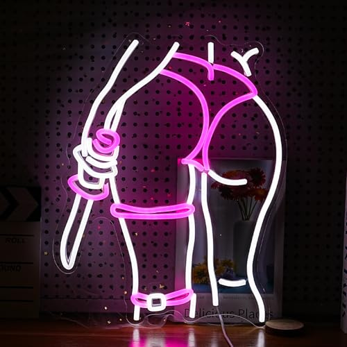 LIUOZHTEA Insegna al neon a forma di donna, dimmerabile, alimentata tramite USB, per decorazione da parete, con coltello da donna, per camera da letto delle ragazze, feste, grotta dell'uomo (42,4 x