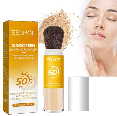 Polvere fissante per la protezione solare minerale Mrettick, crema solare in polvere SPF 50 PA++ per il viso, finitura opaca naturale per il controllo dell'olio, polvere duratura, leggera