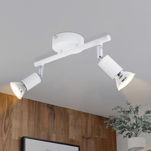 Glitzerlife LED Deckenleuchte Weiß Deckenlampe 2 Flammig Deckenstrahler | Deckenspots GU10 Wandlampe Modern für Wohnzimmerlampe Schlafzimmer Badezimmer Küche Flur Ohne Leuchtmittel