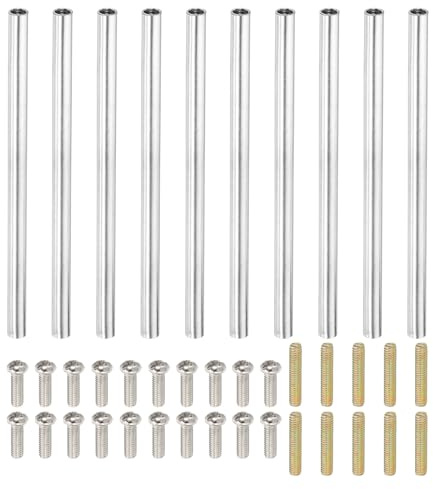PATIKIL 85mm (3,3) Runde Hülsenmutter Kupplungsmuttern-Set, M4 Gewindehülse Stangen-Hardware mit vollständig Gewinde Stangen Schrauben für Lampenmodell Möbel DIY Reparaturteil