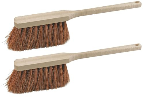 Novaliv Lot de 2 balayettes à long manche de 45 cm de qualité supérieure avec manche en bois de coco fines - Nettoyage efficace - Nombreuses possibilités d'utilisation dans la maison - Pour la