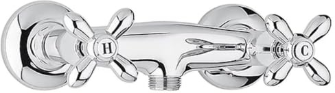 Yellowshop - Miscelatore rubinetto bagno completo MELODY vintage classico lavabo bidet vasca e doccia incasso esterno in ottone cromato flessibile e scarico inox Made in italy (Doccia Esterno)