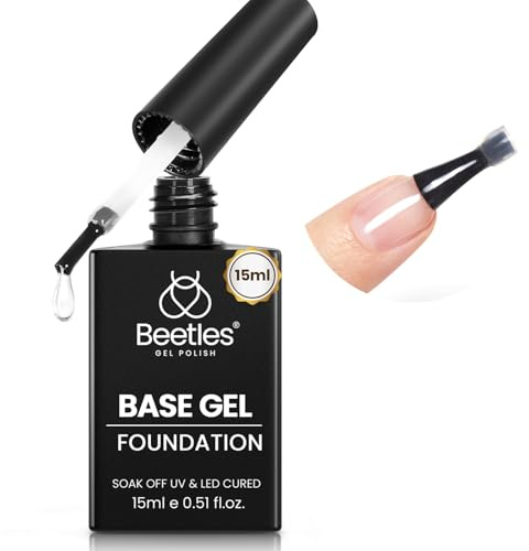Beetles Gel Base Coat - Shine Finish and Long Lasting, Soak Off LED Nail Lamp Upgraded Formula DIY Home and Salon Manicure Gifts for Women