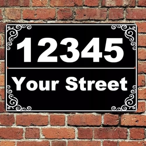Plaque Numéro de Maison Personnalisée en Aluminium – Résistante aux Intempéries – Pour Rue, Mur, Porte ou Boîte aux Lettres