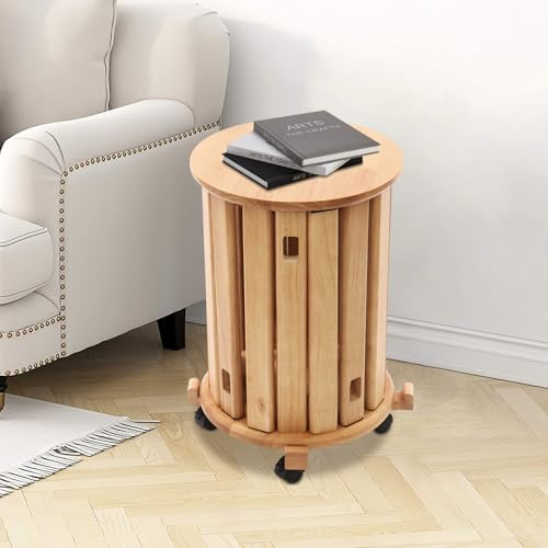 OMGGYER Lot de 4 tabourets empilables en bois 4 en 1 - Table d'appoint polyvalente et amovible - Pour salle à manger, cuisine, salon - Design peu encombrant (B)