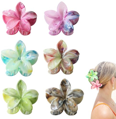 pince cheveux pince fleur cheveux 6pcs Barrettes Femme Set de Pinces à Cheveux Frangipani Motif Marbré
