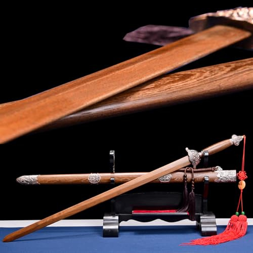 HJHUUA Épées de Tai Chi en Bois de 103 cm,Lame en Bois de Santal Naturel de Dragon et de phénix,Fourreau en Palissandre,bokken Fait Main pour entraînement,Cosplay,Accessoires et Collection.