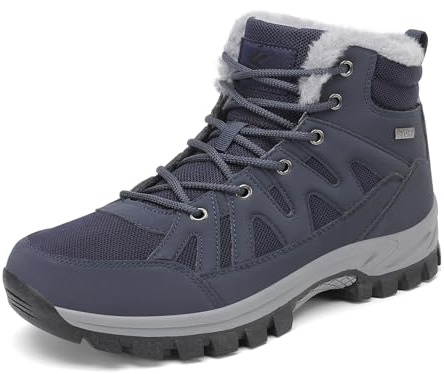 FLARUT Stivali Invernali da Uomo Fodera Calda Stivali da Montagna da neve da Trekking Scarpe Invernali Scarpe da neve da Esterno(Blu,39)