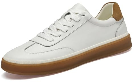 Zapatillas de cuero para hombre, cómodas, sin cordones, zapatos de vestir casuales de negocios para hombre, zapatillas de moda, White, 40 2/3 EU
