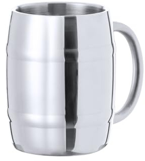 SOUVENIRS FACTORY Jarra de Cerveza Personalizada Tipo Barril (450ml) - Acero Inoxidable de Doble Pared - Regalo Original para Hombre, Día del Padre, Cumpleaños - Personaliza con Nombre, Frase o Fecha