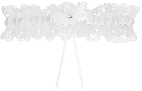 Canvas Trend White Garter, Elegant Leg Garters for Brides Wedding Dresses, Stretch Garter with White Bow for Women Girls Bride To Be Hen Party Night Do Prom Accessory