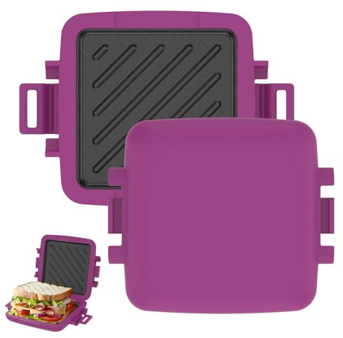 YUNYOUC Microwave Toastie Sandwich Maker, Microwave Toastie Maker with Removable Non-Stick Plates, Quick Cooking and Dishwasher Safe, for Sandwiches, Paninis, and Fried Eggs(Purple)