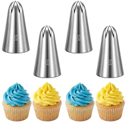 cobee 4 stycken spritstyll-set, rostfritt stål spritstyllar glasyr rörmunstycken tårtdekoration tyllar för spritpåsar för tårtor dekorera cupcakes tårtor glasyr spritkakor (1M2D4B6B)