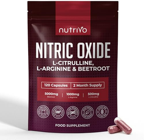 Nitric Oxide Supplements 6500mg | Nitric Oxide Supplements for Men | L Arginine and L Citrulline with Beetroot Nitric Oxide Booster | Supports Blood Flow & Blood Pressure | 120 Capsules