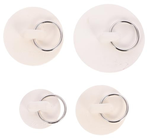 FOMIYES 4pcs Rubber Drain Stoppers for Sink and Bathtub, Washbasin Plug Set with Pull Rings, Multiple Sizes 7/8–1 3/4 Inch, Waterproof Seal for Kitchen and Bathroom Drain Plugs