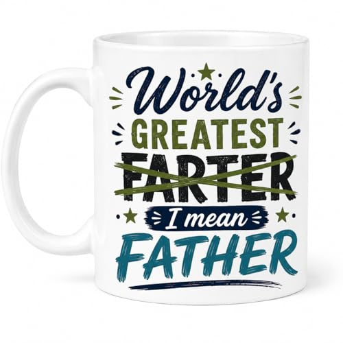 Vacso Trading World’s Greatest Farter Coffee Mug – Funny Father Mug Gift for Dad, Stepdad, Grandpa or Husband – Novelty Ceramic Mug for Father’s Day, Birthday, Christmas