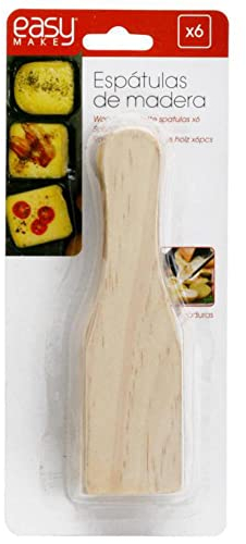 Easy Make CMKU6166 Set 6 ESPÁTULAS Madera 15x4 CM, Beige, 15 x 4 x 0,40 cm