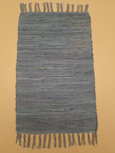 Kottig Fleckerl Handweb Teppich Fleckerlteppich Uni 70x140 Garmisch Flickenteppich Einfarbig (Anthrazit)