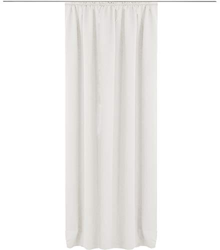 JEMIDI Vorhang blickdicht 140x245cm - Gardine mit Kräuselband Universalband - 100% Polyester Schal lang für Wohnzimmer Schlafzimmer - weiß