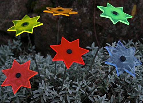 sabro-design 6er-Set Sterne Sonnenfänger Ø7cm Stab 40cm Weihnachten Weihnachtsstern