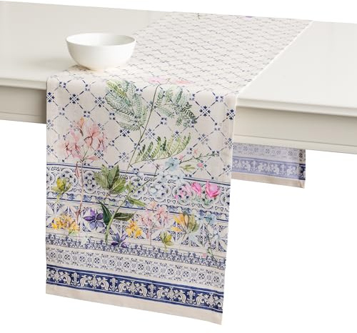Maison d'Hermine Runner da tavolo in 100% cotone, lunghezza 150 cm, per casa, cucina, sala da pranzo, feste, matrimoni, Primavera Estate (Faience, 50 cm x 150 cm) | 150 cm di lunghezza, per casa, cucina, sala da pranzo, feste, matrimoni, addio al nubilato, casa, primavera, estate, Faience