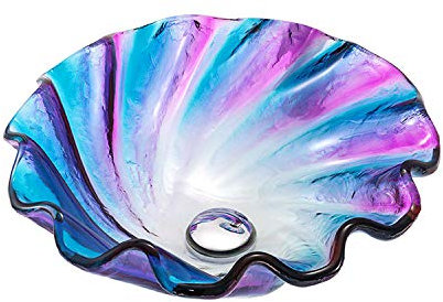 XMZFQ Glas Schiff sinken Badezimmer Vanity Sink Countertop Sink Modern Art Waschbecken mit Pop-up-Drain, Regenbogen Handbemalte Aussehen,B