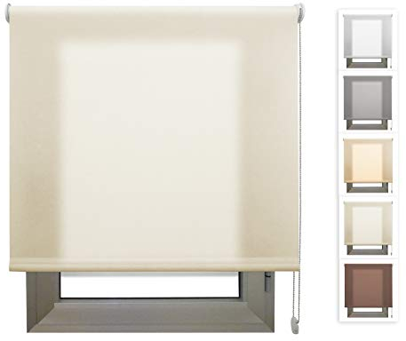 Estor Enrollable Translúcido Arena a Medida – Luz Natural con Privacidad Día y Noche – Persiana para Ventanas, Puertas, Balconeras, Cocina u Oficina – Instalación en Pared, Techo o Lateral