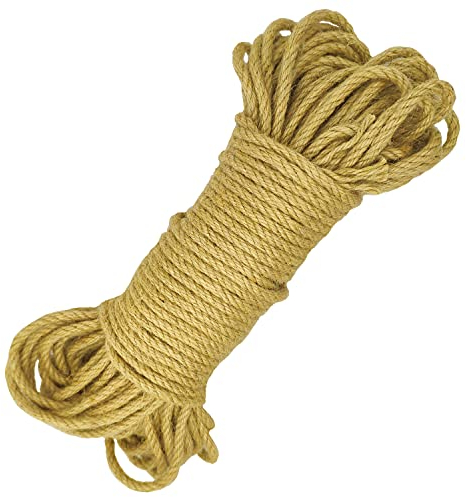 Jalunth Juteseil Hanfseil Natur Juteschnur Dick Sisalseil Jute Tau Sisal Seil Seile Kordel Schnur Hanfschnur für Kratzbaum Garten Tauziehen Schiffstau Fotowand DIY 6 10 14 20 26 30 32 39 51mm/15 30m