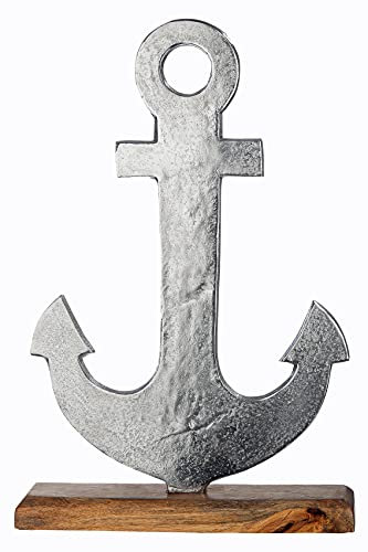 GILDE Anker aus Aluminium auf Sockel aus Mangoholz