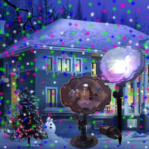 Proiettore di luci natalizie, EONYUANGUO Luce del proiettore del fiocco di neve con luci nevose per interni all'aperto con timer remoto per la festa di Natale (F)