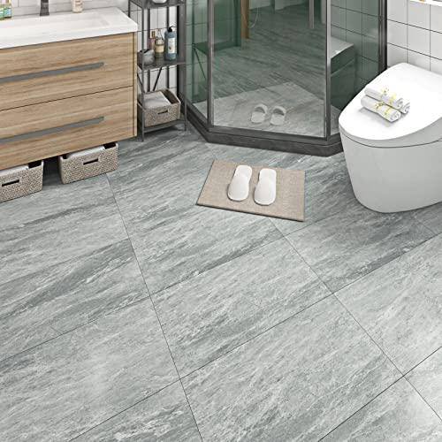 FunStick Piastrelle Adesive Cucina Effetto Cemento Pietra Grigio Chiaro 30X60CM 5 Piastrelle Adesive Pavimento PVC Adhesivo Soggiorno Bagno Impermeabile Mattonelle Adesive Cucina Grigio Chiaro Marmo