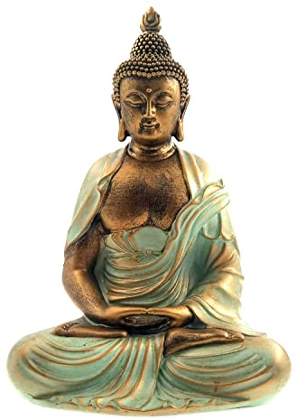 Angel Shine 7.5 Gold Buddha Statue for Home Decor - Serene Meditation Decor, Zen-Inspired Buddha Sculpture with Blessing Services Included