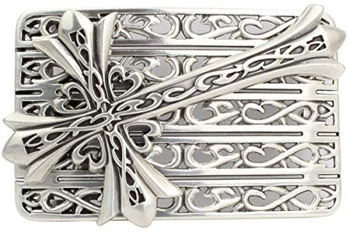 BELTINGER Gürtelschnalle Celtic Cross 4,0 cm | Buckle Wechselschließe Gürtelschließe 40mm Massiv | LARP- und Mittelalter-Outfit | Silber