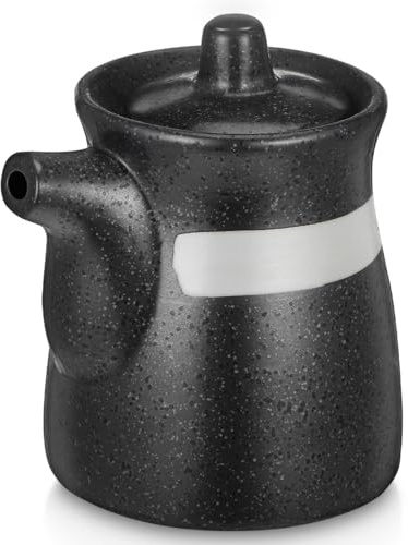 DOITOOL Ponzu-Essigspender aus Steingut im japanischen Stil, Shoyu-Sojasauce mit Deckel, kleine Öl- und Essig-Menage für flüssige Gewürze (153 ml)