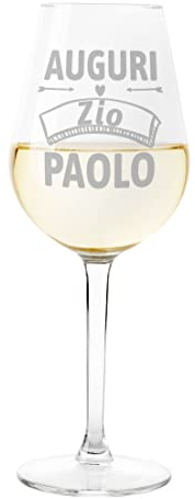 Colorfamily Calice Personalizzato Vino Auguri Zio PERSONALIZZABILE con nome Compleanno Natale Matrimonio Fidanzamento - Bicchiere in Vetro 500 ml