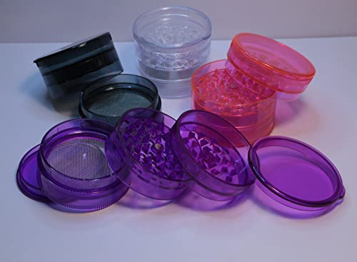 Purple Plastic Herb Grinder - 60mm, 5-Part, Magnetic Shark Teeth, Airtight Stash Storage