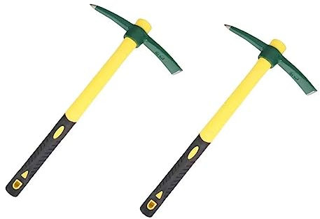 ESCULTORA 2PCS 18 Inches Steel Forged Pickaxe, Sturdy Durable Mattock Hoe, Weeding Pick Axe with Lightweight Plastic Coated Fiberglass Handle Suitable for Digging, Weeding, Gardening, Camping