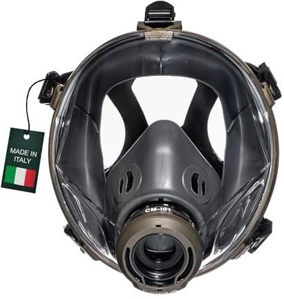 MIRA Safety CM-I01 Full-Face Industrial-Grade Gas Mask with 40mm NATO Filter Compatibility and Advanced Valve Design (Olive Green)