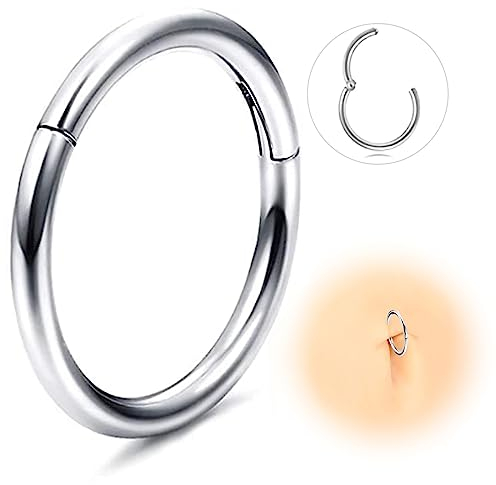 ESHIONER G23 Titan Hypoallergen Nasenring Silber Gold Septum Piercing Helix Ring Knorpel Ringe Tragus Conch Piercing Ring 14G 16G Dicke 12MM Nasenpiercing 1 Stück