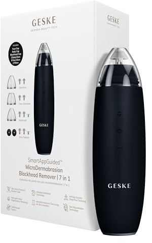 GESKE MicroDermabrasion Blackhead Remover 7 in 1 Mitesserentferner | SmartAppGuided™ MicroDermabrasion Blackhead Remover | Elektrischer Porenreiniger | Innovativer Vakuumsauger
