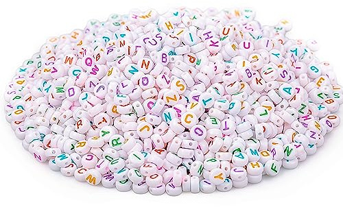 1300 Stück Buchstabenperlen Set, 7x4mm Alphabet Perlen mit Zahlen & Herz, Acrylperlen für DIY Schmuck Herstellung – Für Erwachsene Bastelprojekte, Armbänder, Halsketten (Kein Spielzeug)