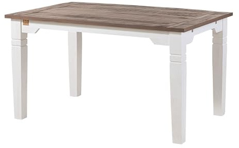 MASSIVMOEBEL24.DE Esstisch Mango weiß lackiert Toulouse #114 | 140x90x76 cm 55 kg Landhaus teilmontiert vollmassiv
