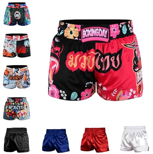 ROAR-INT Kid's Muay Thai Shorts Martial Arts MMA Kickboxing Shorts for Boys Girls Boxing Trunks Shorts (US, Alpha, Small, Regular, Gorilla, Regular Fit)