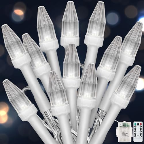 CERIAL 2PACK Lichterkette Innen Außen Batterie 6M 60LED Mini Glühbirne Lichterkette Weihnachten,Timer Fernbedienung Wasserdichte Lichterkette Weihnachtsbaum(Weiss)