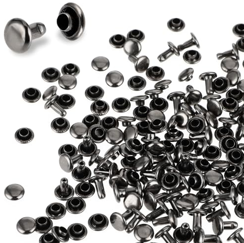 Lot De 200 Rivets Pour Cuir Rivet Cuir Rivet Couture Rivet A Frapper Rivet A Visser Boutons Pressions Metalliques Double Capuchon Pince À Riveter Pour Cuir, Artisanat, Réparation, Décoration