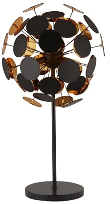 Licht-Erlebnisse Tischlampe Schwarz Gold Metall 65 cm hoch Ø 48 cm groß 3x E14 Modern Tischleuchte Wohnzimmer Nachttischlampe Schlafzimmer