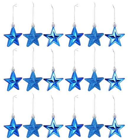 Cabilock 18Stück Weihnachten Deko 3D Christbaumschmuck hängende Ornament Blau Stern Weihnachtsbaumanhänger Weihnachten Party Hochzeit Dekoration
